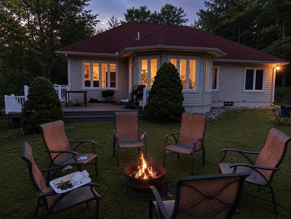 Patio, Night, Natural landscape, Garden, Seating area