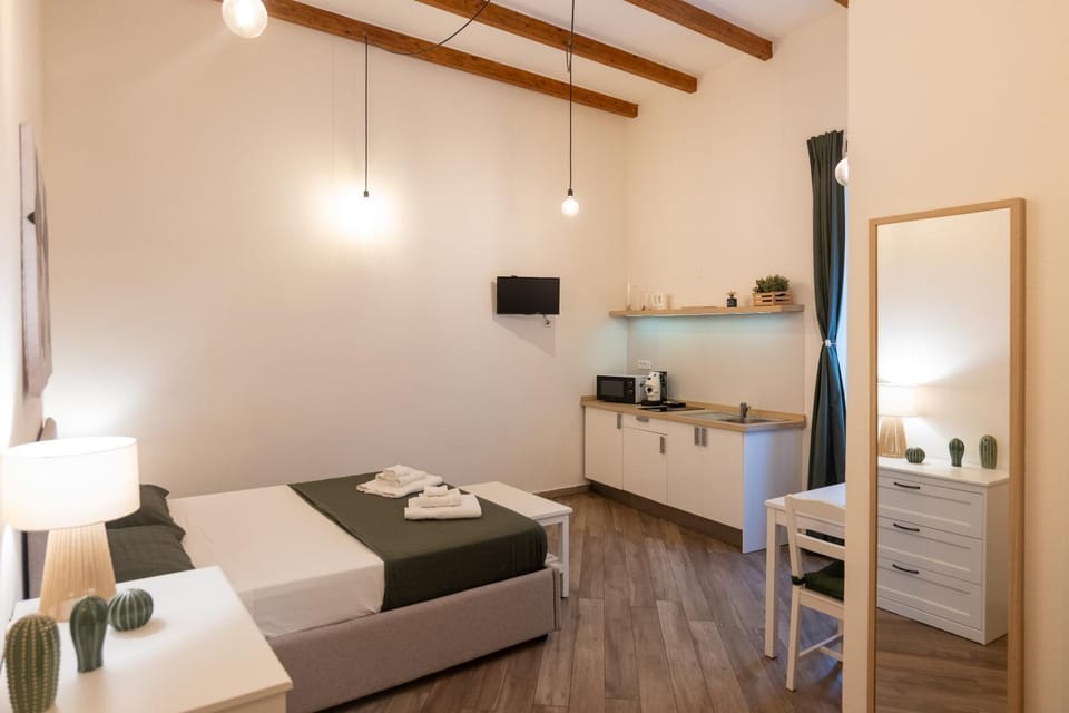Bed, TV and multimedia, Kitchen or kitchenette, Photo of the whole room, Bedroom