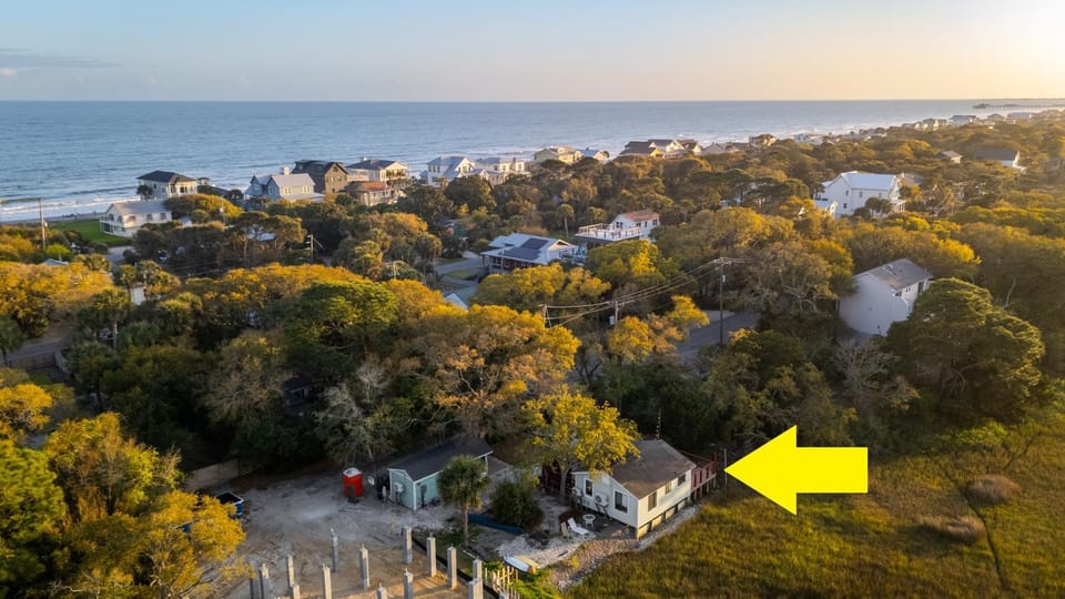 Sand Pebble Sunset Marshfront w Deep Water Views of Folly River House in Folly Beach