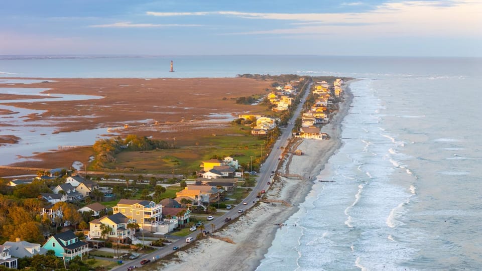 Sand Pebble Sunset Marshfront w Deep Water Views of Folly River House in Folly Beach
