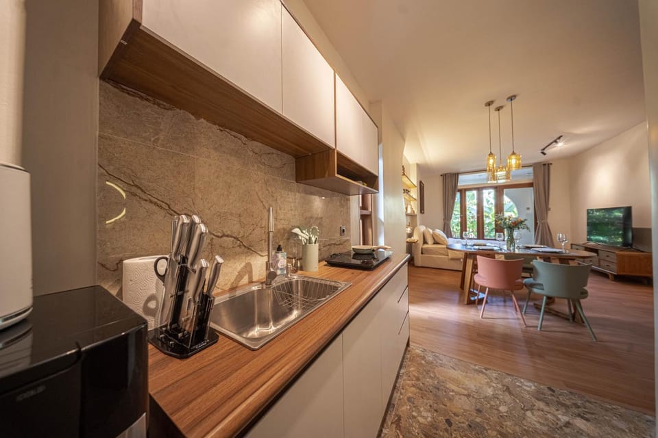 Kitchen or kitchenette, microwave, stove, kitchen