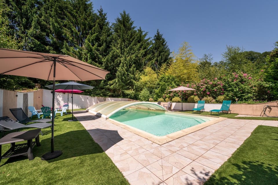 Property building, Living room, Swimming pool