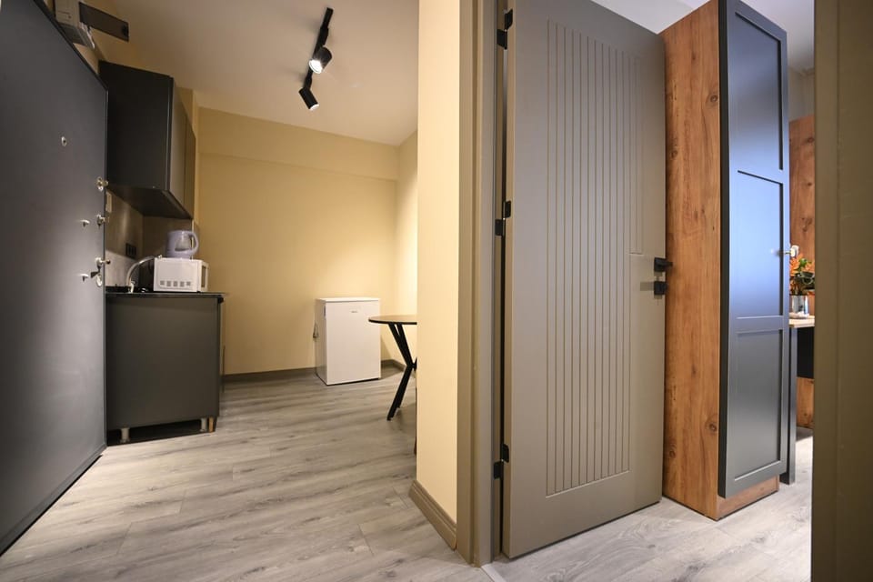Kitchen or kitchenette, oven, wardrobe
