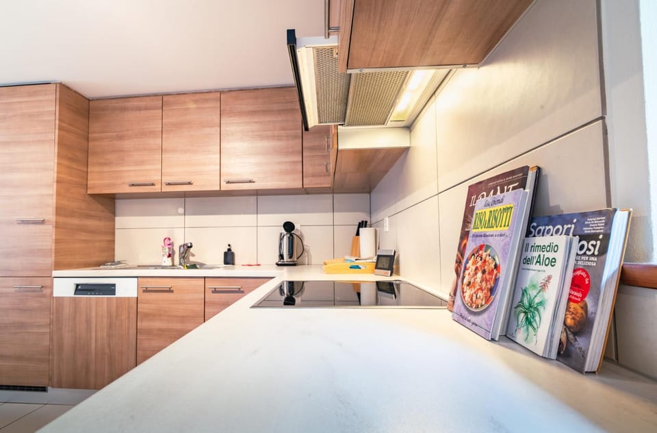 Kitchen or kitchenette, stove