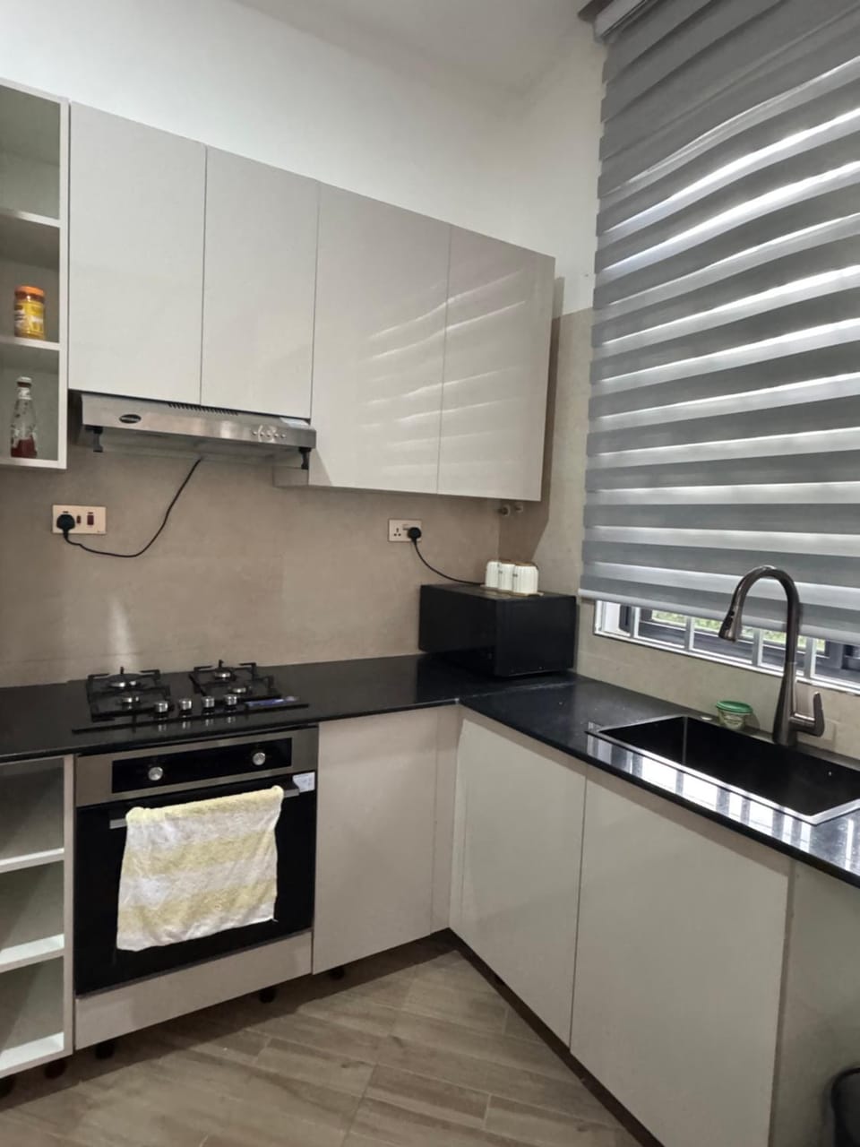 Kitchen or kitchenette, stove