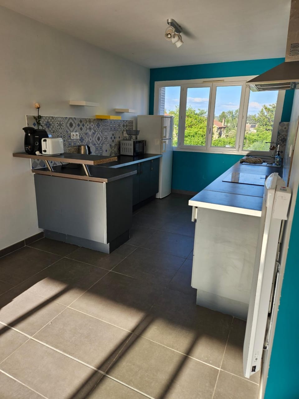 Coffee/tea facilities, Kitchen or kitchenette, oven, stove, toaster