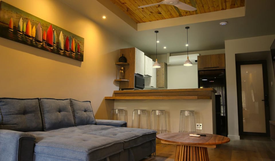 Kitchen or kitchenette, Living room, Seating area