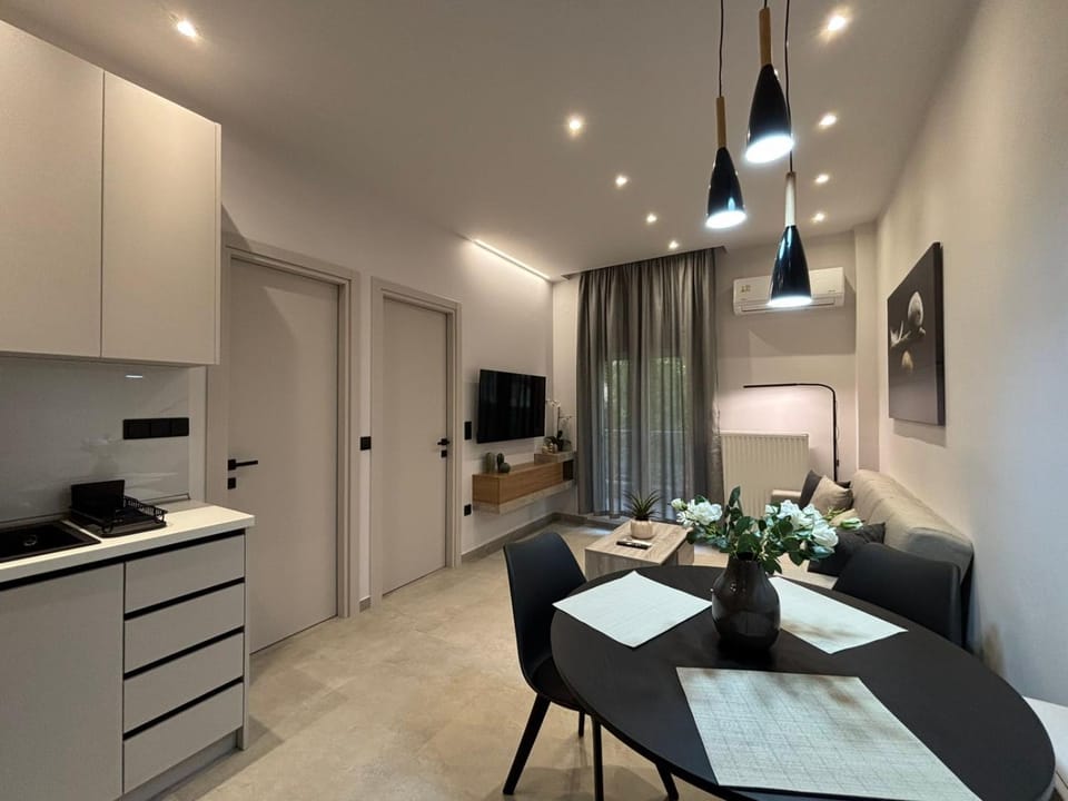 Kitchen or kitchenette, Living room, Seating area