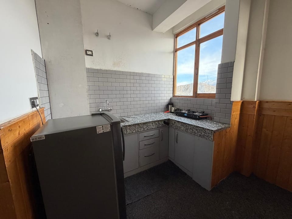 Kitchen or kitchenette, stove