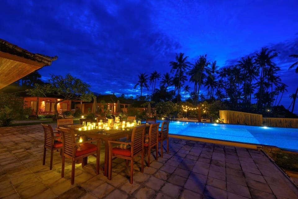 Night, Pool view, Swimming pool