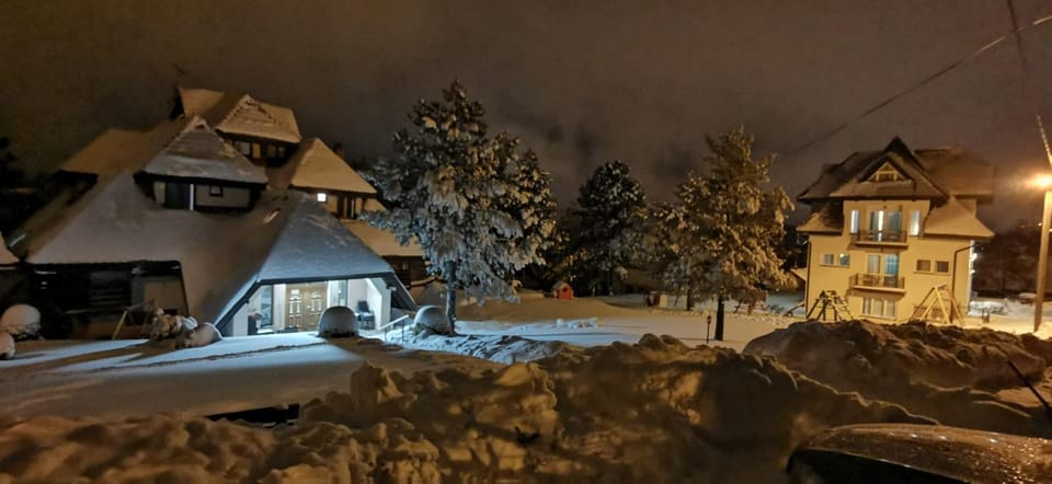 Property building, Night, Winter