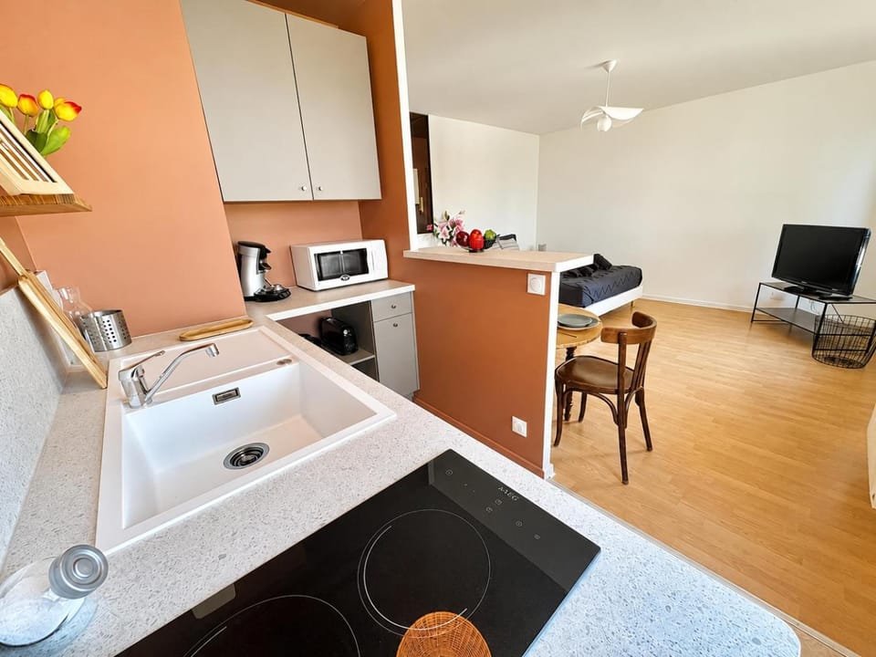 Living room, kitchen