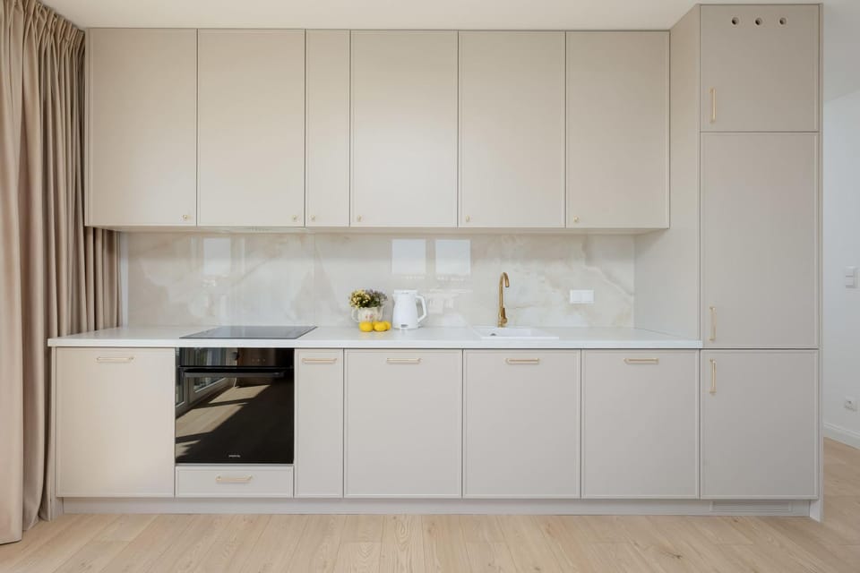 Kitchen or kitchenette, stove