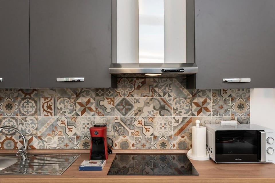 Kitchen or kitchenette, microwave