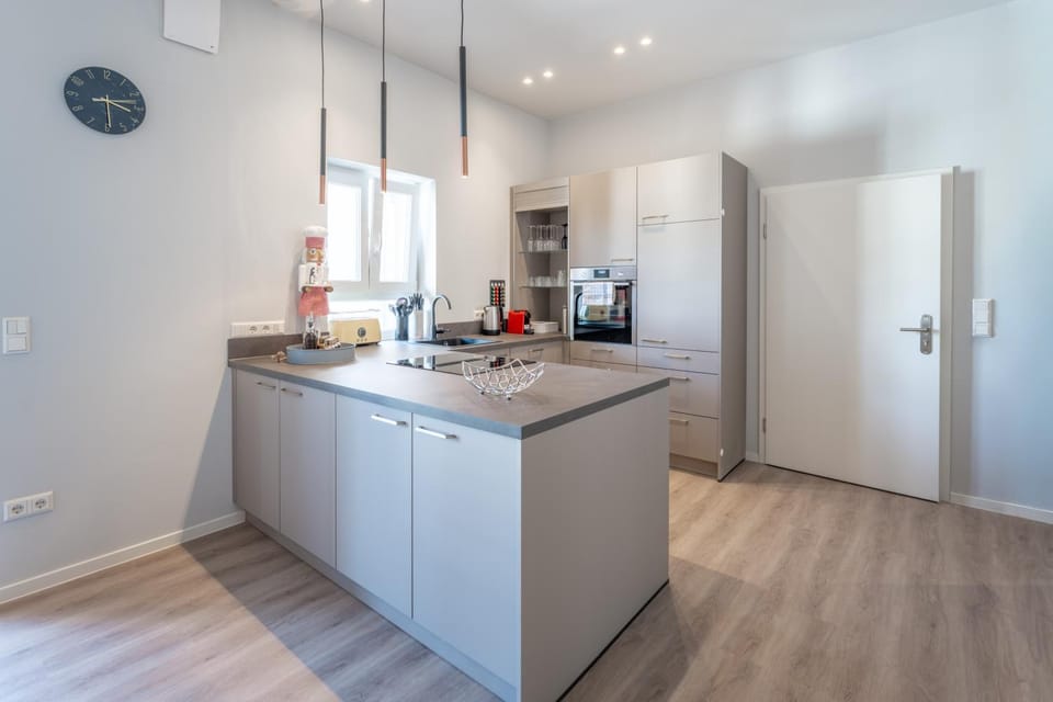 Kitchen or kitchenette, dishwasher, oven, stove