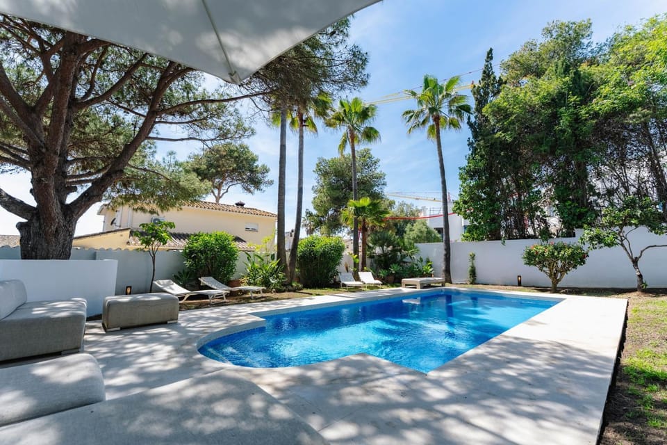 Property building, Living room, Swimming pool