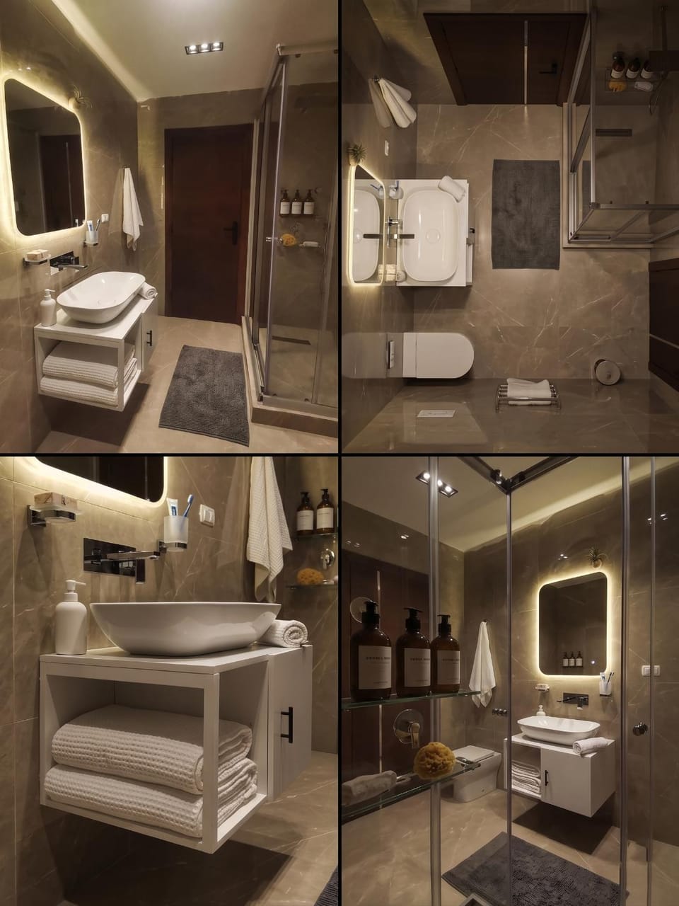 Shower, Toilet, Bed, Bathroom, Photo of the whole room, Bedroom, towels