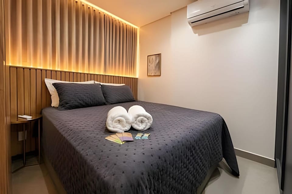Bed, Photo of the whole room, Bedroom, towels, air conditioner