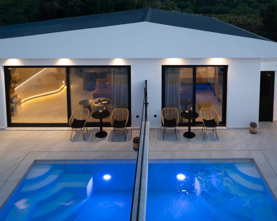 Night, Pool view, Swimming pool