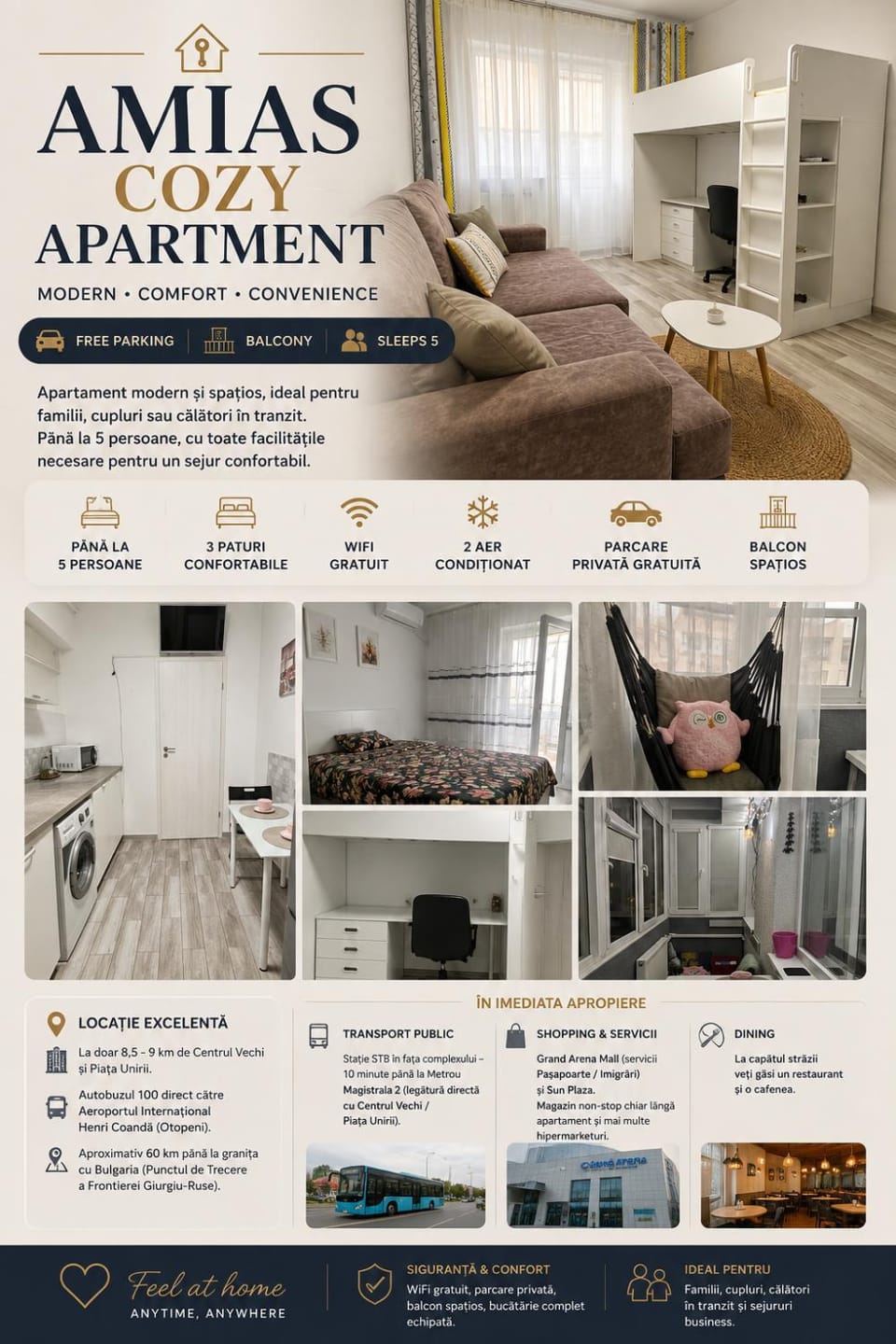 Modern Family Apartment, Free Parking, Self Check-In, Sleeps 5 Apartment in Bucharest