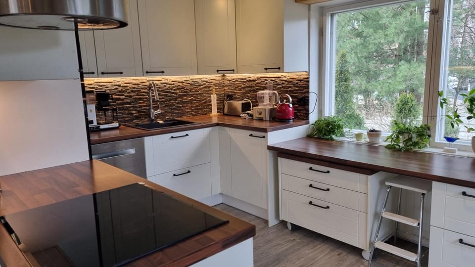 Kitchen or kitchenette, dishwasher, oven, stove
