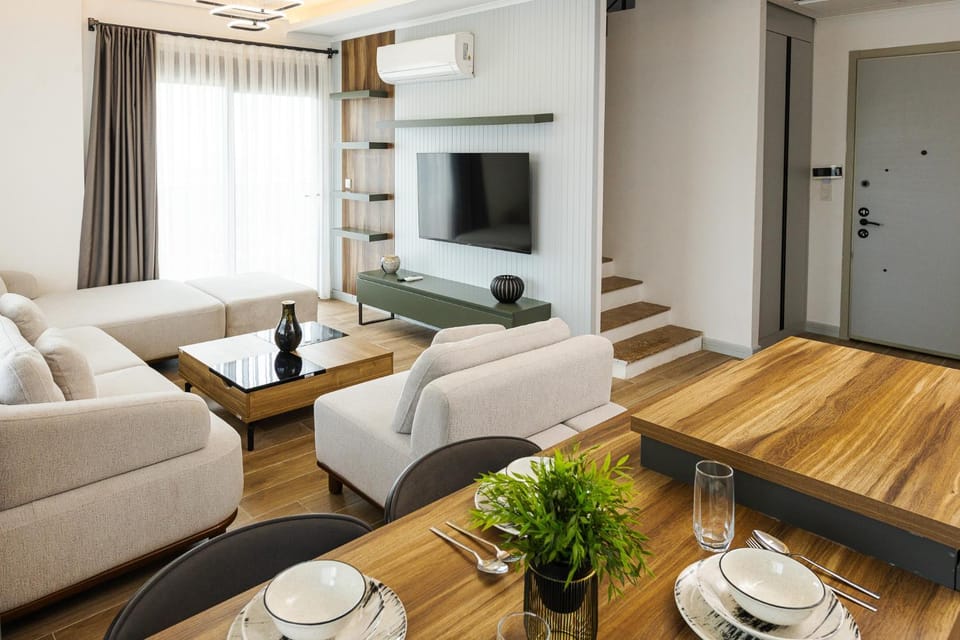 Living room, Seating area, Dining area, air conditioner