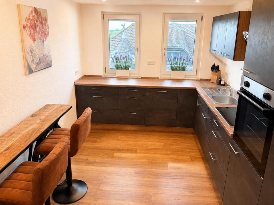 Kitchen or kitchenette, stove