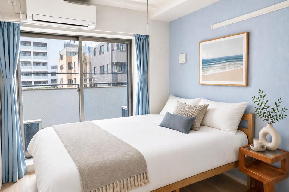 Bed, Photo of the whole room, Bedroom, air conditioner