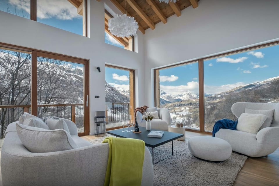 Natural landscape, Living room, Seating area, Mountain view