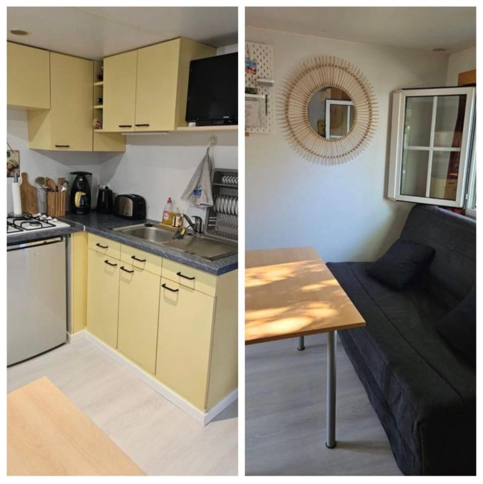 Kitchen or kitchenette, stove, toaster