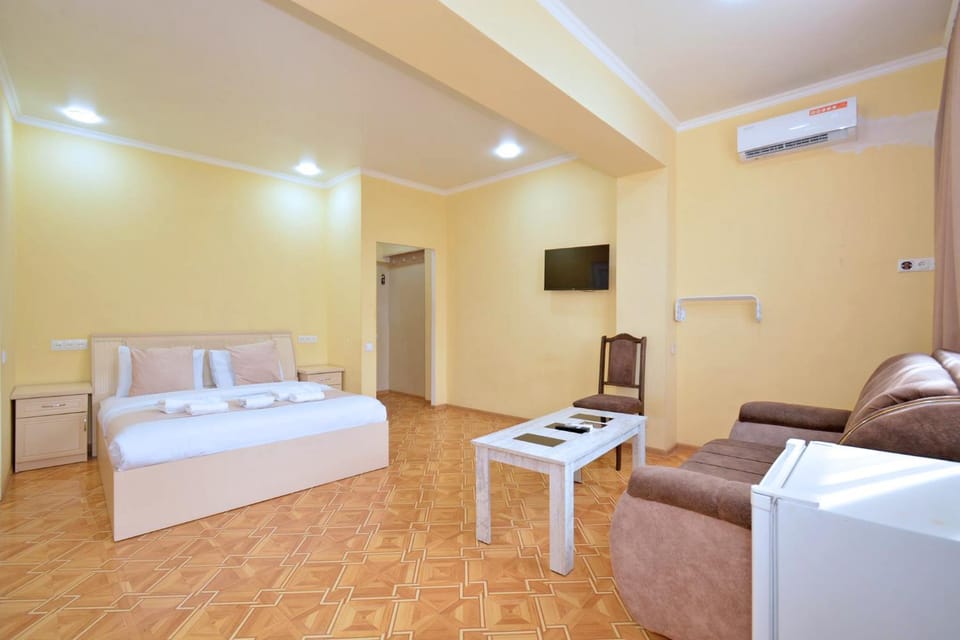 Bed, TV and multimedia, Living room, Photo of the whole room, Seating area, Bedroom, air conditioner