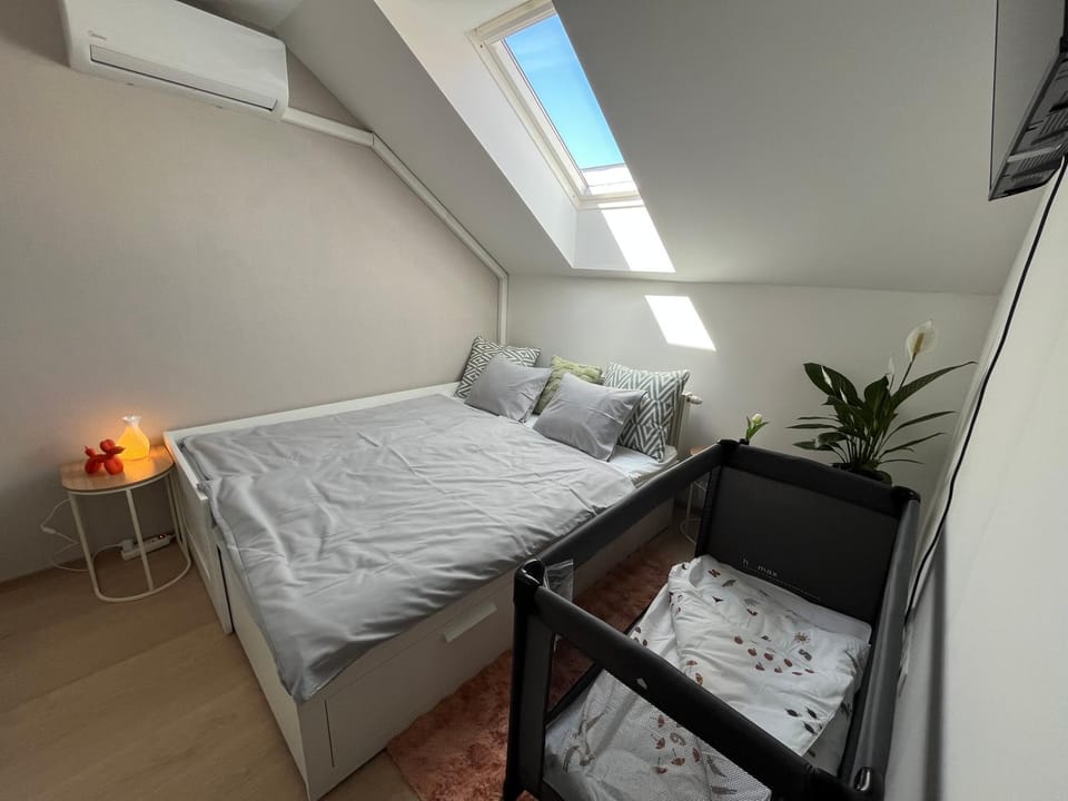 Photo of the whole room, Bedroom, cot