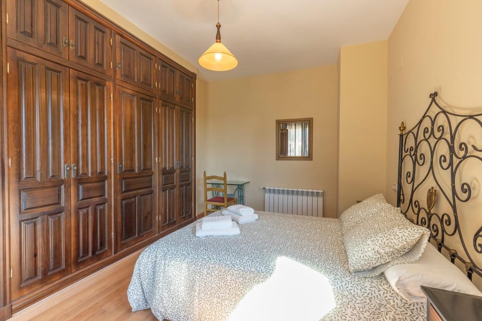 Bed, wardrobe