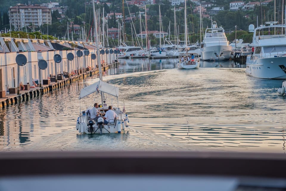 Sirena Lux Seahouse in Marina Portorož, Beachfront with Terrace and Jacuzzi Docked boat in Istria County