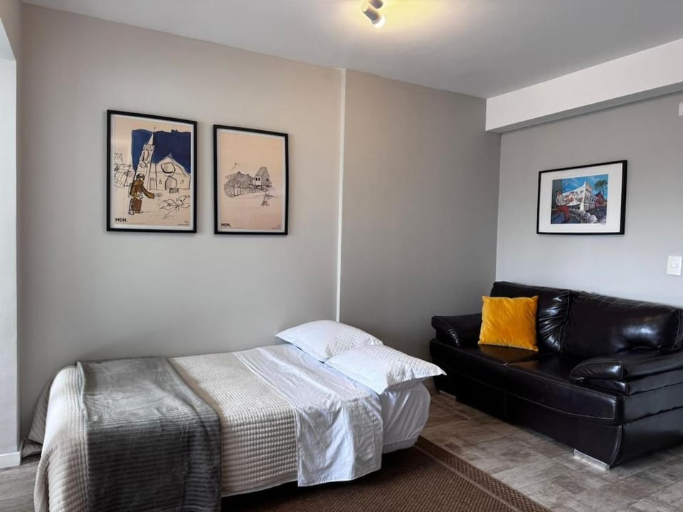 Bed, Living room, Seating area