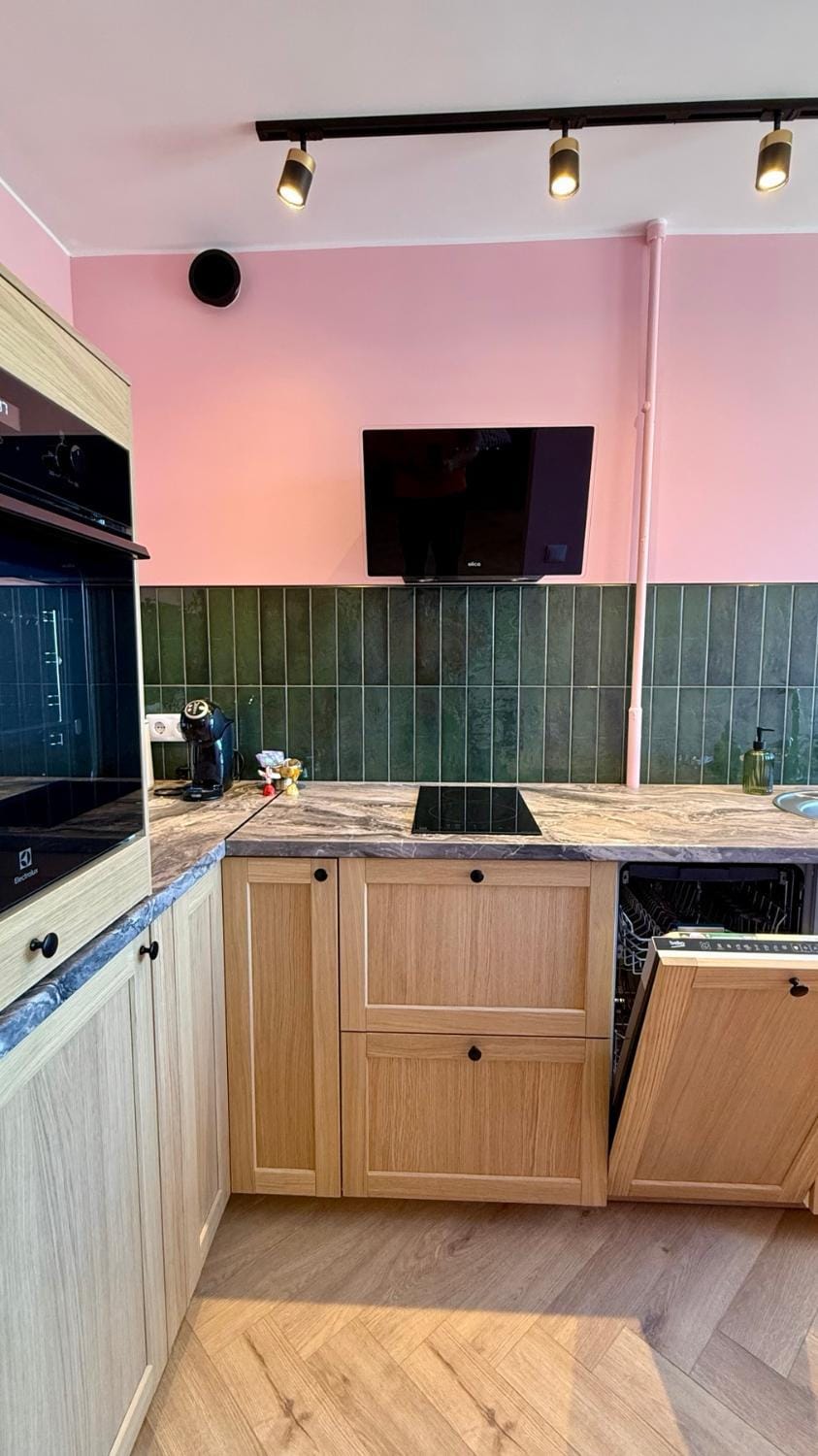 Kitchen or kitchenette, dishwasher, stove