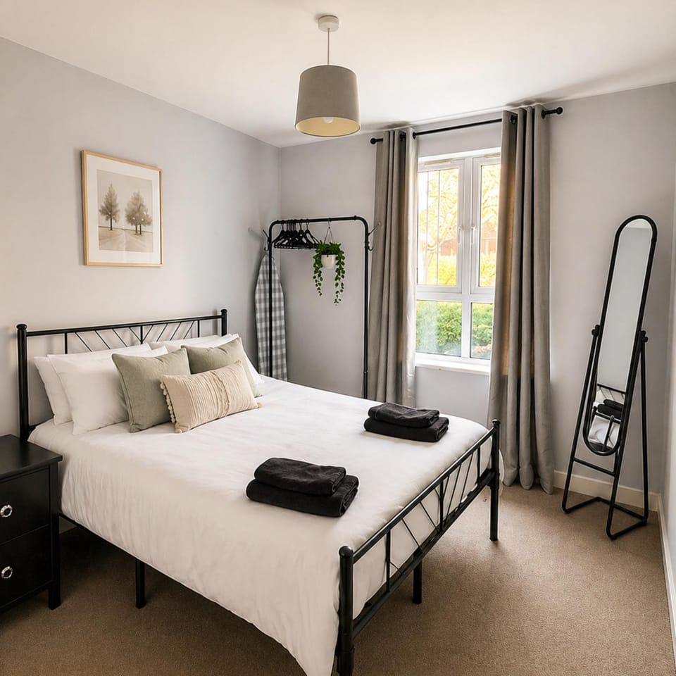 Bed, Bedroom, flat iron, hair dryier