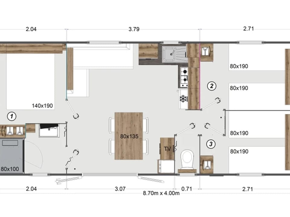 Mobil-home, animaux admis - 8 pers. - API-1-52-2687 Campground/ 
RV Resort in Auvergne-Rhône-Alpes