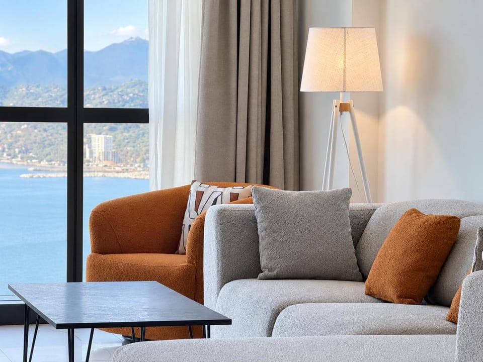 Living room, Seating area, Mountain view
