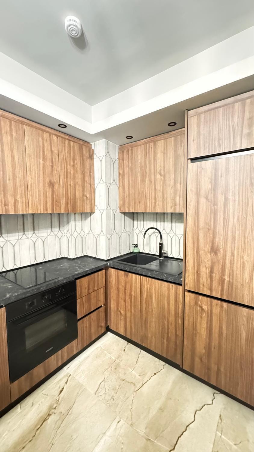 Kitchen or kitchenette, stove, kitchen