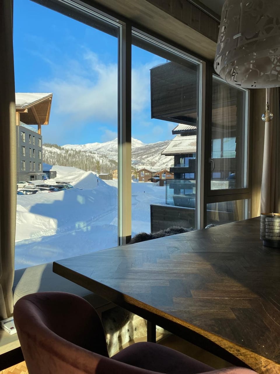 Natural landscape, Winter, Dining area, Mountain view