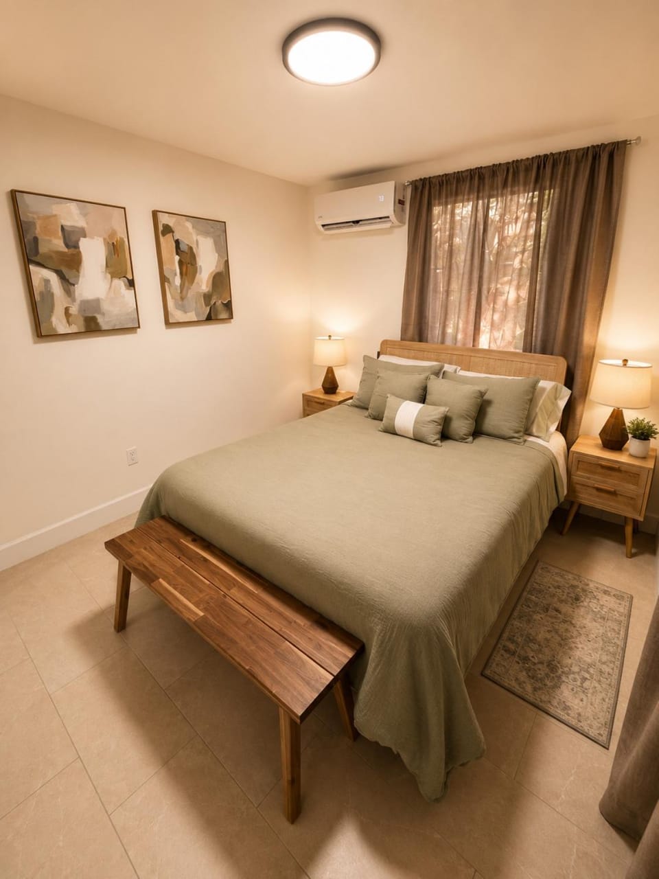 Bed, Photo of the whole room, Bedroom, air conditioner