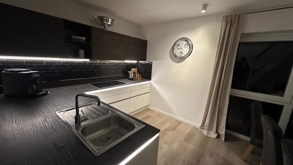 Kitchen or kitchenette, dishwasher, stove