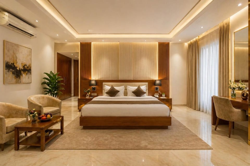Bed, Seating area, Bedroom, air conditioner