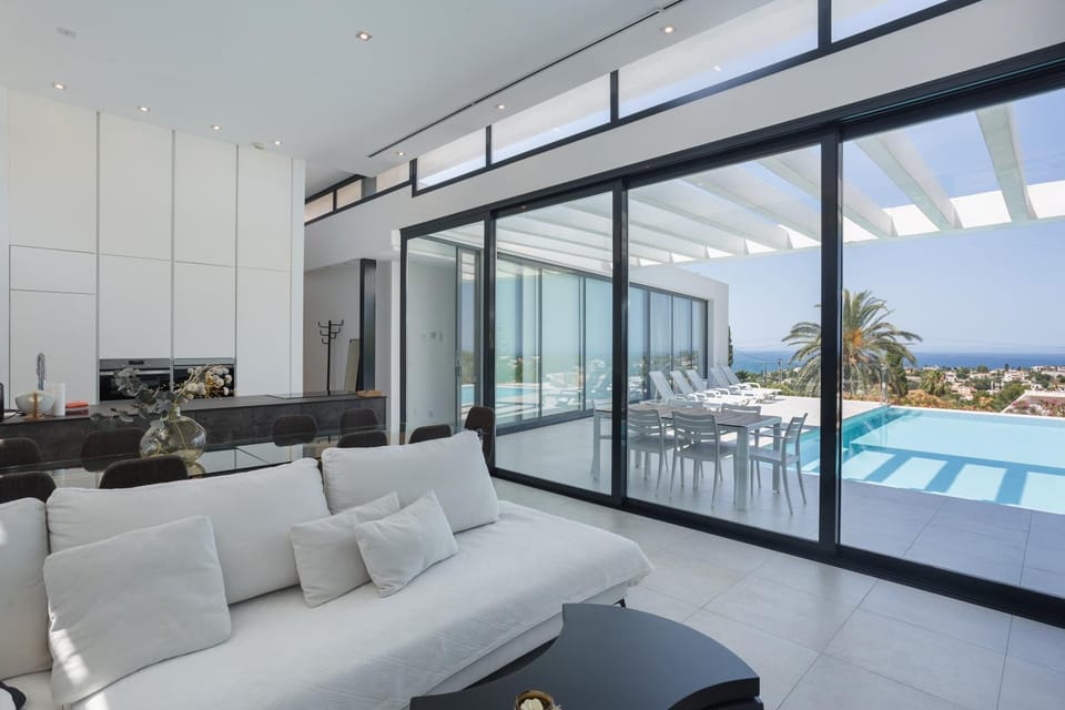 Property building, Living room, Swimming pool