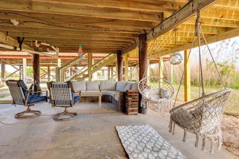 Walk to Waves! Waterfront Beach House w/ Deck House in Dauphin Island