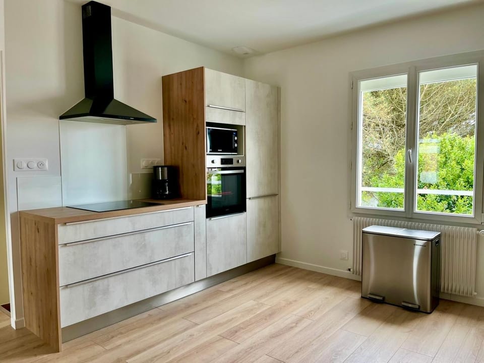 Kitchen or kitchenette, oven, stove