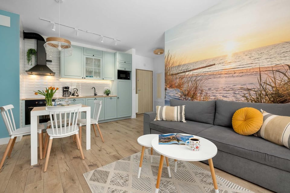 Kitchen or kitchenette, Living room, Seating area, oven, stove