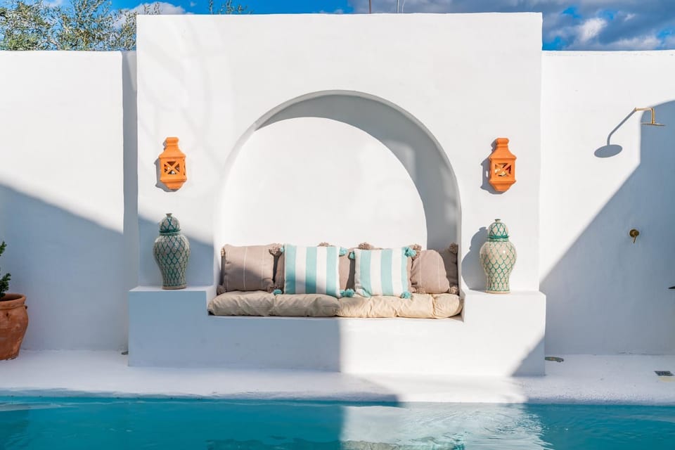Property building, Living room, Swimming pool