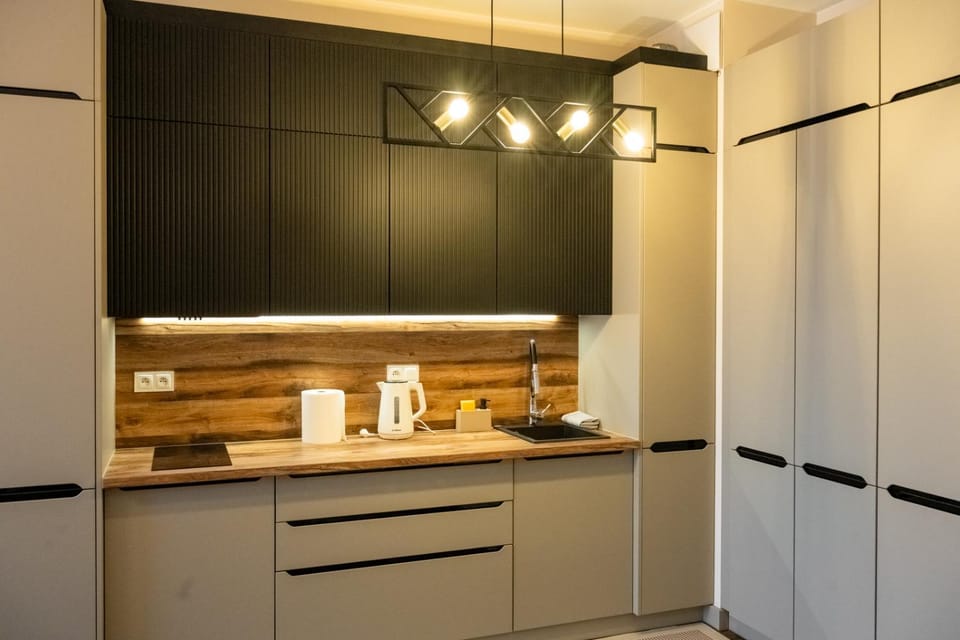 Kitchen or kitchenette, stove